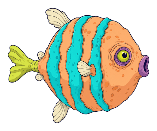 Puffuddle, a reef puffer with striped flank bladders